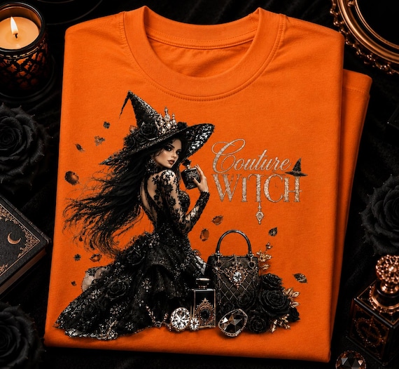 Couture Witch PNG | Gothic Witch PNG | Witch Fashion Png | Dark Feminine Png | Halloween Shirt Design | Sublimation Png | DTF Transfer