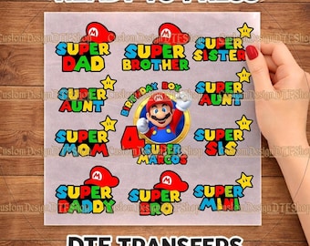 Super Mario Birthday DTF Transfer Ready to Press, Family Vacation, Custom Birthday DTF, Iron on Transfer, Custom Family DTF Transfers