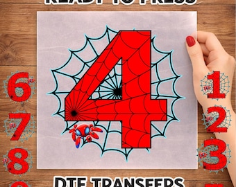 Transferencia personalizada de cumpleaños de Spidey, diseño de reverso con edad personalizada, diseño de transferencia de Spiderman listo para prensar, Spidey y sus increíbles amigos.