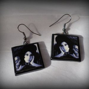 Amy Winehouse Earrings Handmade Polymer Clay