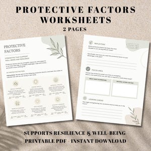 Protective Factors Worksheets | Mental Health & Resilience Activities | SEL Counseling Printables | Therapy Workbook