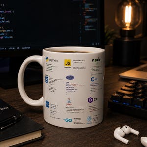 Programmer Mug, Coding Coffee Mug for Developers Software Engineer Gift, Python JavaScript Coder Mug