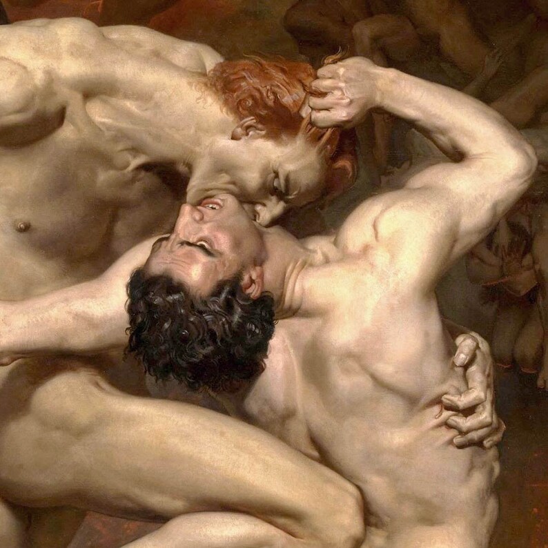 Desnudos masculinos, Dante y Virgilio en el infierno, pinturas famosas impresas imagen 2