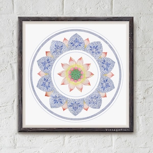 Lotus Illustration, Mandala zum ausdrucken, Yoga ausdrucken, individuelle Wandkunst, gute Vibes