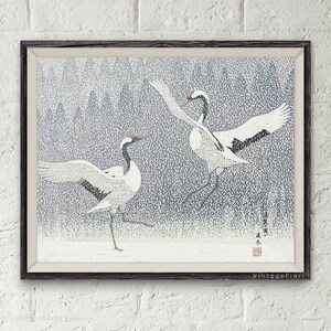 Japanese printable wall art, crane bird instant download, oriental home decor