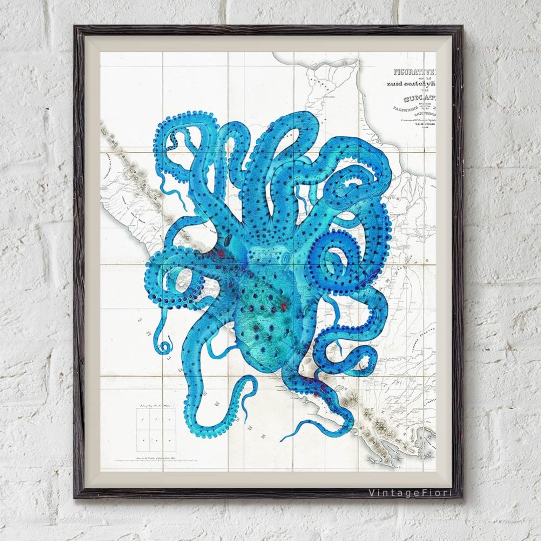 Octopus Printable Art, Coastal Decor, Nautical Digital Print - Etsy