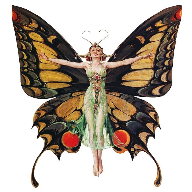 Art Nouveau Poster, Butterfly Woman, Printable Wall Art, PNG