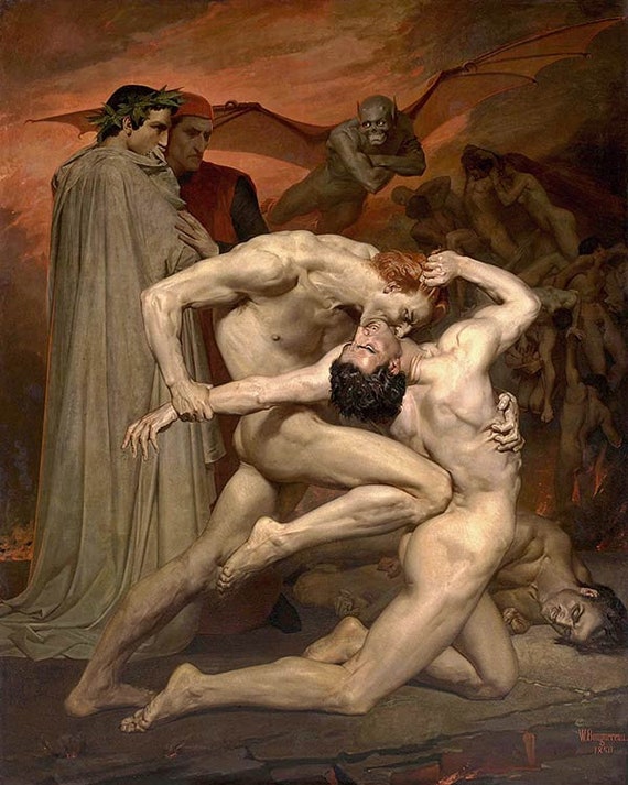 Male nudes paintings, Dante And Virgil In Hell, famous paintings print