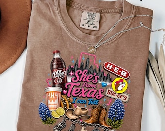 Comfort Colors® She's From Texas Shirt, Retro Texas T-Shirt, Texas Girl Tee, Southern State Pride Gift, Texas Lover Gift