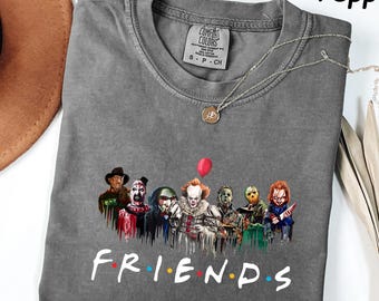 Comfort Colors® Horror Characters Friends Shirt, Friends Halloween Shirt, Horror Movie Characters Shirt, Halloween Horror Movie Shirt