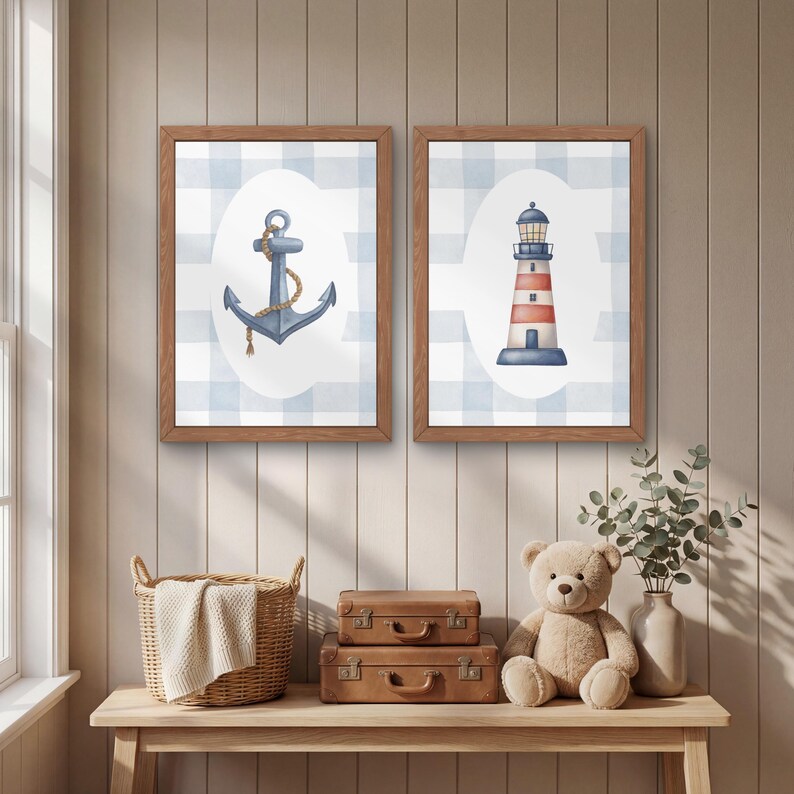 Seaside Nursery Prints Set of 4 | Ocean Nursery Wall Art | Nautical Boy ...