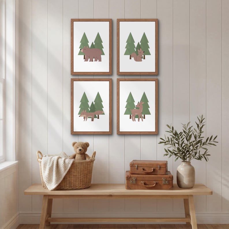 Woodland Nursery Prints Set of 4 | Woodland Nursery Wall Art | Forest ...