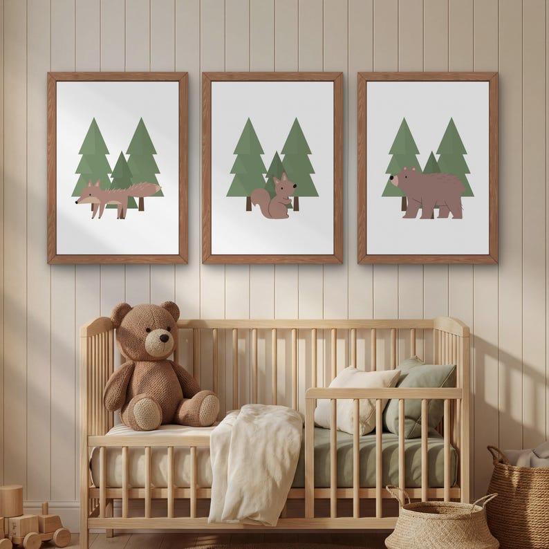 Woodland Nursery Prints Set of 4 | Woodland Nursery Wall Art | Forest ...