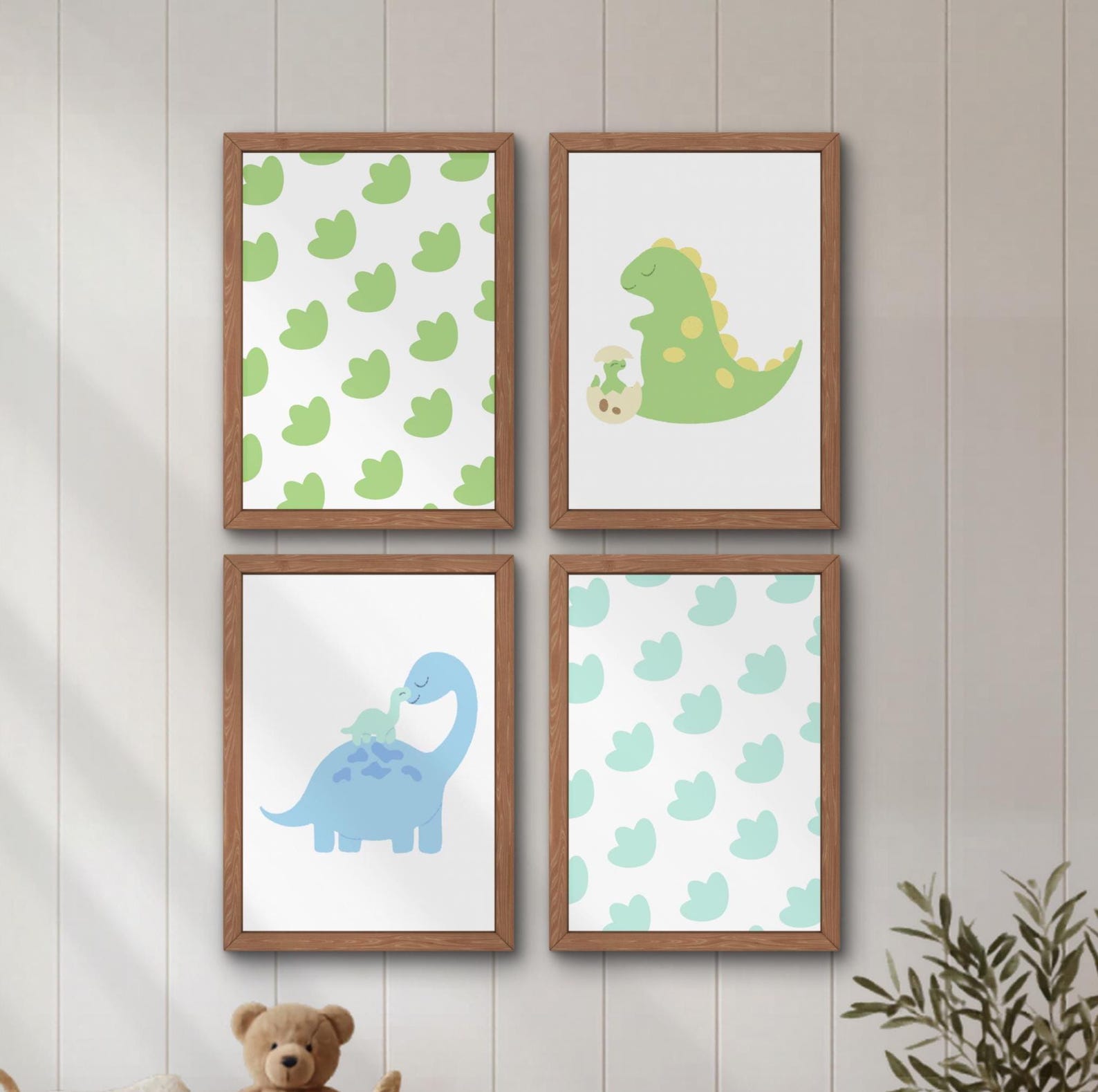 Dinosaur Mom and Baby Nursery Prints | Dinosaur Nursery Wall Art | Boy ...