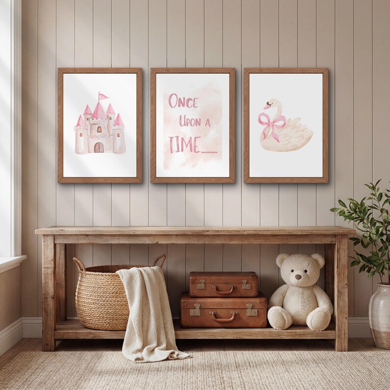 Princess Art Set of 4 | Floral Baby Girl Nursery Print | Pink Nursery ...