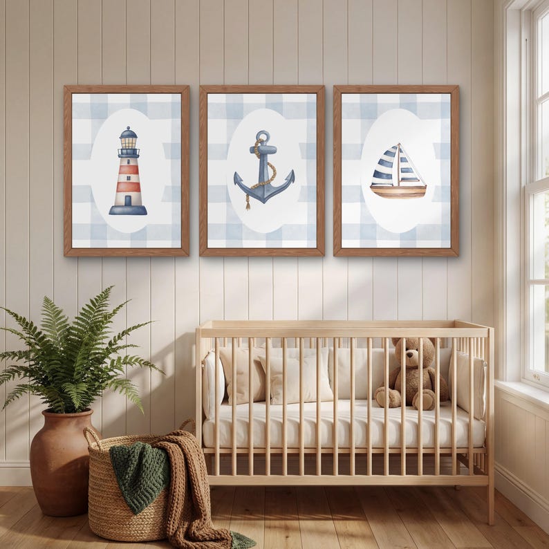Seaside Nursery Prints Set of 4 | Ocean Nursery Wall Art | Nautical Boy ...