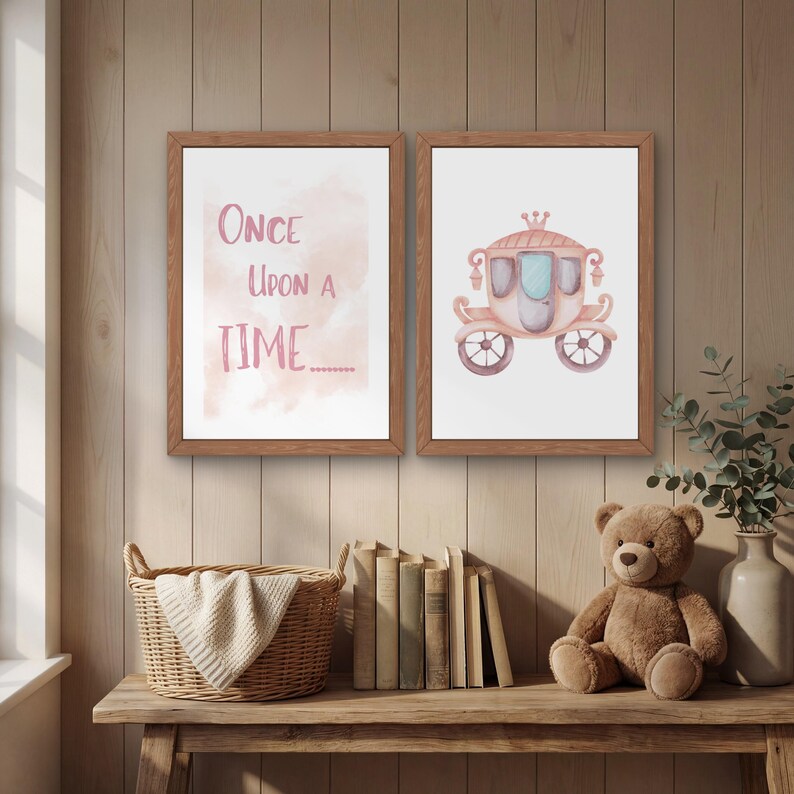 Princess Art Set of 4 | Floral Baby Girl Nursery Print | Pink Nursery ...