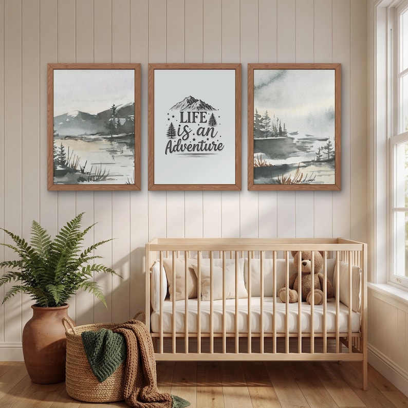Mountain Nursery Art Set of 4 | Mountain Nursery Wall Art | Adventure ...