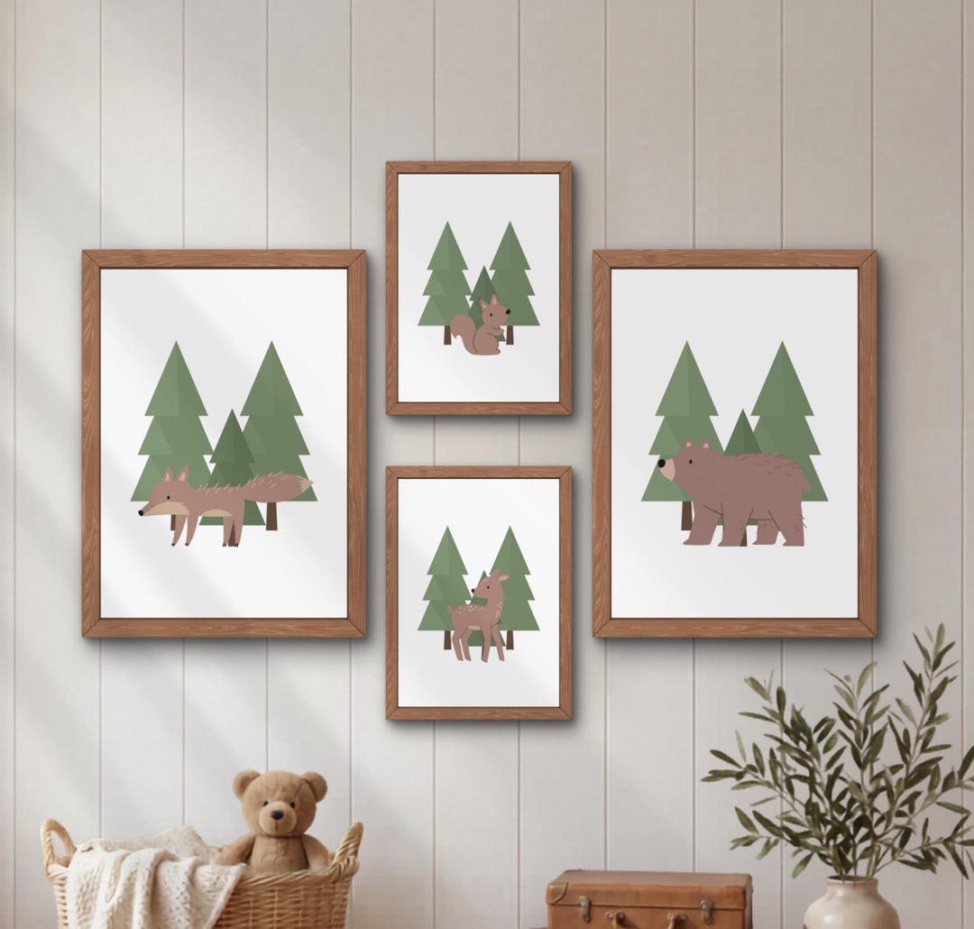 Woodland Nursery Prints Set of 4 | Woodland Nursery Wall Art | Forest ...