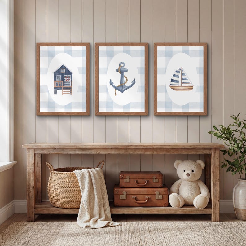 Seaside Nursery Prints Set of 4 | Ocean Nursery Wall Art | Nautical Boy ...