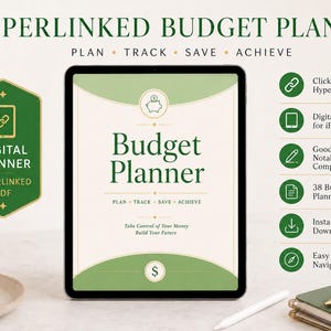 Hyperlinked Budget Planner, Digital Budget Planner and Money Tracker for iPad Goodnotes & Notability | Digital Download