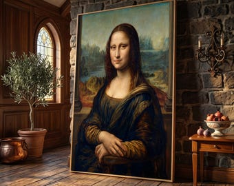 Classic Mona Lisa Portrait Canvas, Renaissance Art Reproduction, Famous Masterpiece Wall Art, Timeless Home Decor Painting