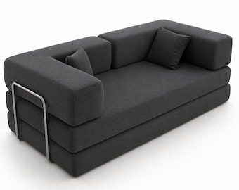 Modular Corduroy Sofa Bed, Convertible Floor Sofa, Vacuum Packed Couch, Custom Color Modular Seating, Modern Lounge Sofa