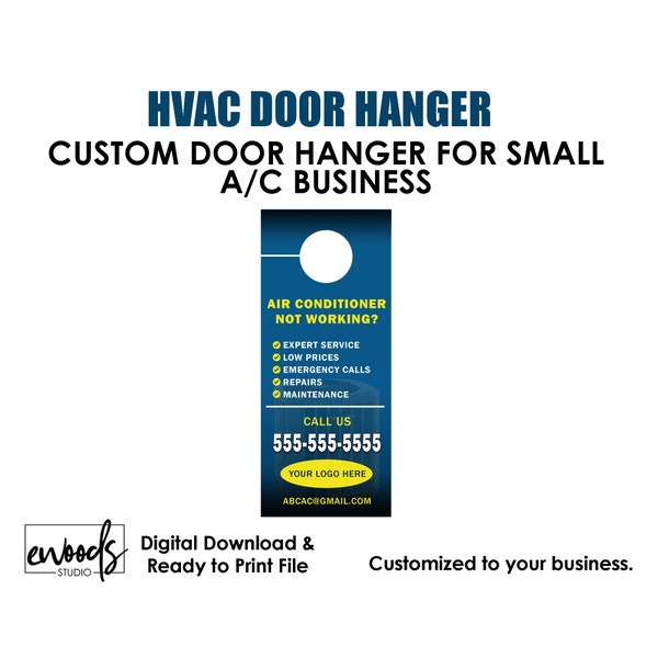 Custom Door Hanger for Small Business, A/C Business Door Hanger, Unique Customized Door Hanger, Air Conditioning Business, Digital File