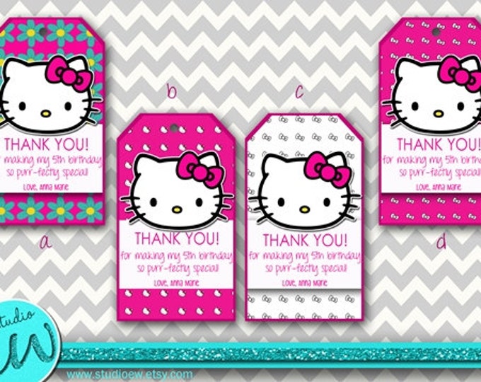 Hello Kitty Thank You Tags, Printable Hello Kitty Gift Tags, Hello ...