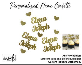 Wedding Engagement Confetti, Table Scatter, Couples Name, Table Décor, Custom, Personalized Confetti, Custom Name Confetti Bride Groom, 2-3"