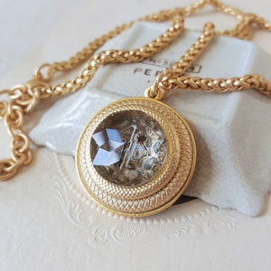 Vintage Faceted Crystal Necklace, Chunky Glass Pendant Necklace, Vintage Crystal Button Jewelry, Upcycled Jewelry veryDonna image 5