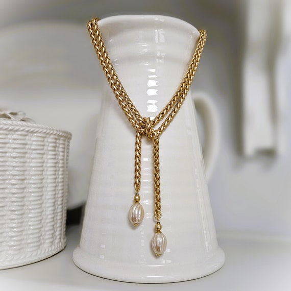 【HYERES LOR】22FW★ Baroque Pearl Necklace (Glasses Chain)S Baroque Layered Pearl Chain Tassel Choker Necklace