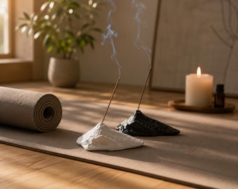 Porta incienso de cerámica con forma de montaña, quemador de incienso zen moderno, decoración wabi-sabi, porta incienso para meditación, decoración minimalista para el hogar.