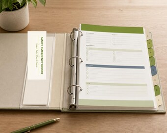 Family Emergency Binder Printable | Household Organizer, Medical Info, Document Locations (PDF Download)