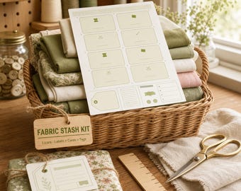 Fabric Stash Labels and Swatch Cards Kit | Sewing Room Organization (Printable PDF)