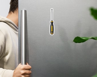 Die-Cut Flathead Screwdriver Magnet, Toolbox Garage Workshop Decor