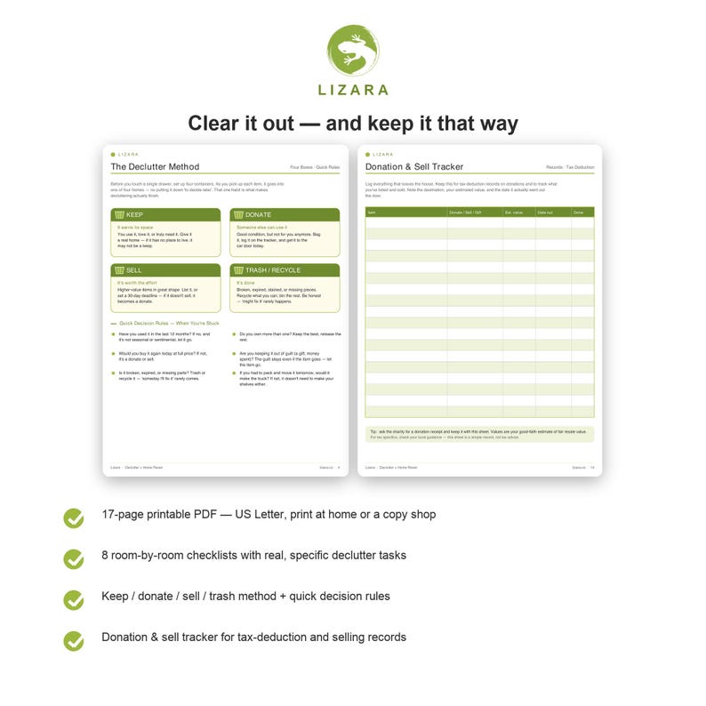 Declutter Checklist Printable | Room by Room Home Reset Planner (PDF Download) image 4