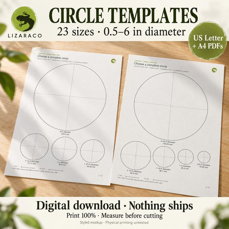 Printable Circle Templates PDF, 23 Diameters From 1/2 to 6 Inches ...