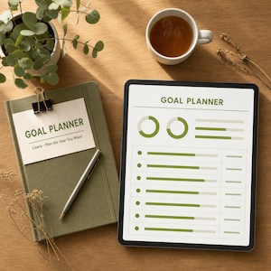 Goal Setting Planner Spreadsheet | Life Tracker for Google Sheets, Excel (Digital Download)