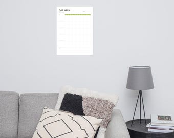 Family Weekly Schedule Poster | 18x24 Dry Erase Command Center Planner | Choose Your Color