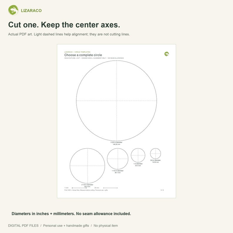 Printable Circle Templates PDF, 23 Diameters From 1/2 to 6 Inches ...