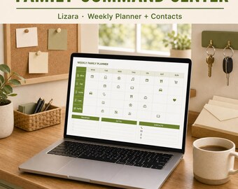 Family Command Center Spreadsheet | Weekly Planner, Contacts, Chores (Digital Download)