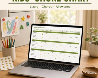 Kids Chore Chart Spreadsheet | Allowance Tracker (Google Sheets, Excel)