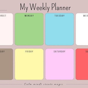 Weekly Planner - Neurodivergent - Printable PDF