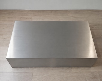 Modern Stainless Steel Coffee Table, Minimalist Metal Coffee Table, Brushed Stainless Steel Table, Contemporary Living Room Furniture