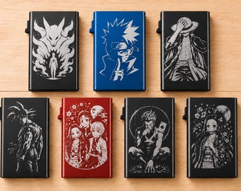 Anime Engraved Metal Wallet | Slim Wallet. RFID. Card Holder, Front Pocket Design