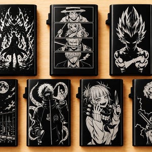 Anime-graverad metallplånbok | Smal plånbok. RFID. Korthållare, framficka