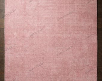 Handmade Hand-Tufted Wool Rug Solid Dusty Rose Pink |