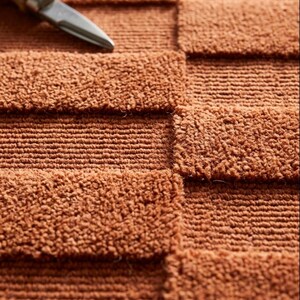 Hand-Tufted Terracotta Wool Rug, Loop Cut pile rug , Custom Size Textured Floor Carpet