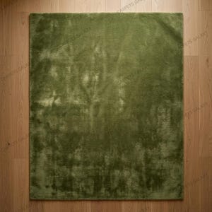 Hand-Tufted Solid Olive Green Wool Area Rug | Soft Modern Solid Floor Carpet |